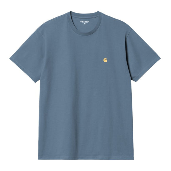 TEE SHIRT TEE POSITANO BLUE BLEU CIEL GOLD BRODERIE CHASE COUPE AMPLE HOMME FW24 AUTOMNE HIVER CARHARTT BOUTIQUE FRANCAISE VERSAILLES