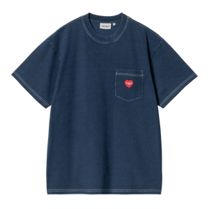 TEE SHIRT CARHARTT BLEU DENIM COUTURE APPARENTES POCHE COEUR HOMME FEMME MIXTE SS25 PRINTEMPS ETE VERSAILLES