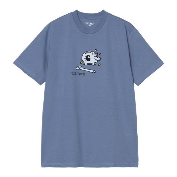 TEE SHIRT S/S PIGGYBANK BLUE IRIS CARHARTT WIP TIRELIRE COCHON LOGO SERIGRAPHIE NOUVELLE COLLECTION HOMME STREETWEAR VERSAILLES