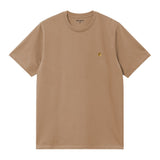 TEE SHIRT SS CHASE COUPE AMPLE MARRON BEIGE SKIN GOLD BRODERIE COL ROND COTON HOMME FW24