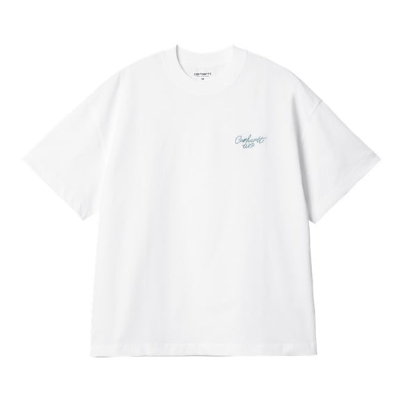 TEE SHIRT SS SIGNATURE WHITE ECRITURE COUPE AMPLE HOMME FEMME FW24 CARHARTT