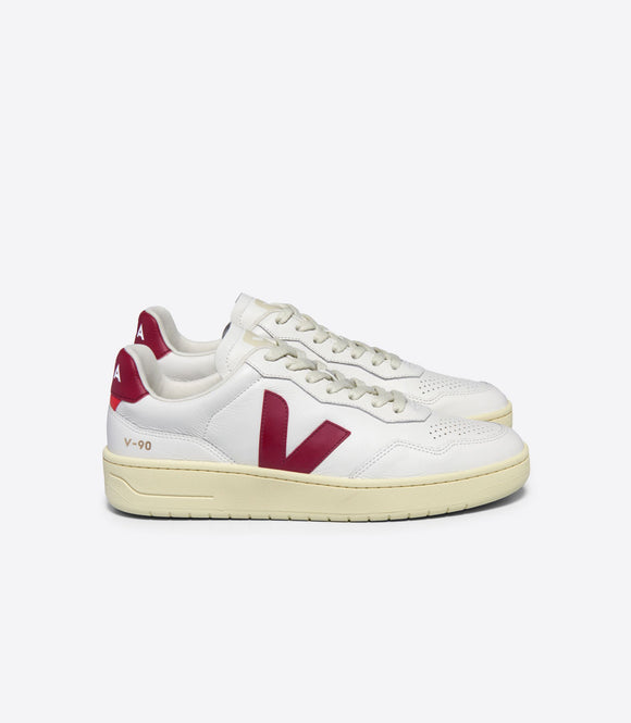 SHOES V-90 LEATHER EXTRA WHITE MARSALA VEJA 