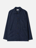 Overshirt Bakers Bobby Wool Mix Marine à Carreaux. Veste homme bleu marine à motif quadrillé, col et boutons, style casual.