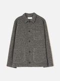 Veste Uniforme en polaire de laine gris chiné Universal Works. Veste boutonnée avec col et poches sur le devant.