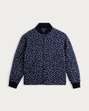Veste Réversible JR Hanzo Indigo Blue HOMECORE, blouson bomber bleu marine à petits motifs blancs.