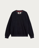 Sweatshirt Aquae Navy HOMECORE bleu marine en molleton texturé, col rond, manches raglan
