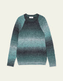 Pull Col Rond Dégradé Mediterranea Green Les Deux, pull en maille, dégradé de vert foncé à turquoise clair.