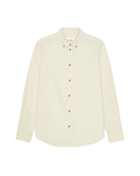 Chemise Velours Côtelé Fin Les Deux couleur ivoire à manches longues et boutons, présentée à plat.