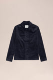 Veste en velours côtelé bleu marine NN.07 Morgan 50004 pour homme, avec col chemise et poches plaquées.