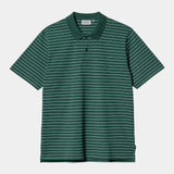 POLO RAYURES BLANCHES ET VERTES COL CHEMISE BOUTON MANCHE COURTE CARHARTT